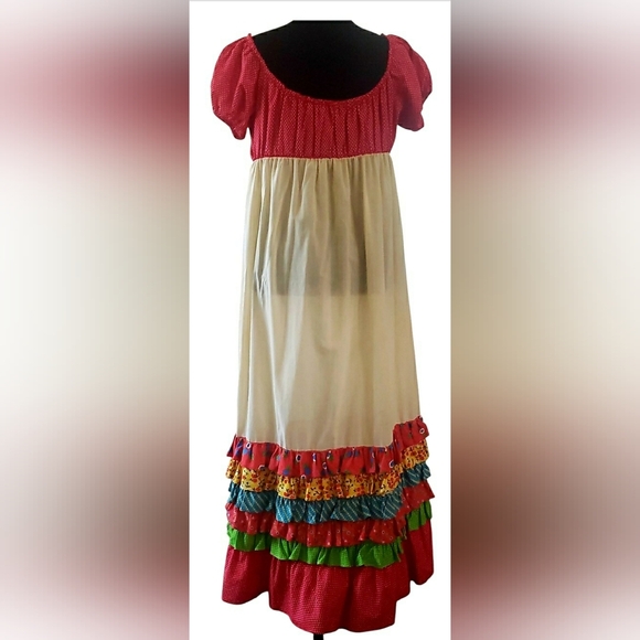 Vintage 70s Young Miss Morton Prairie Folk Peasant Cottage Grandma Maxi Dress - Picture 7 of 8